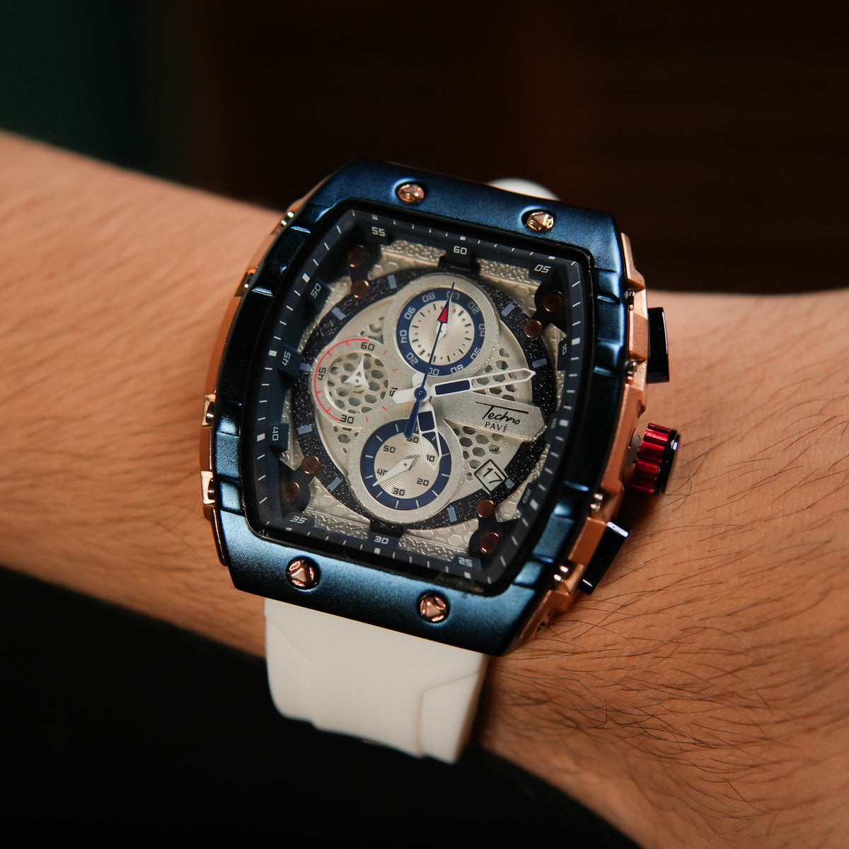 Tecno Pavé Infinity Drive – Blue/Rose Gold/White Edition