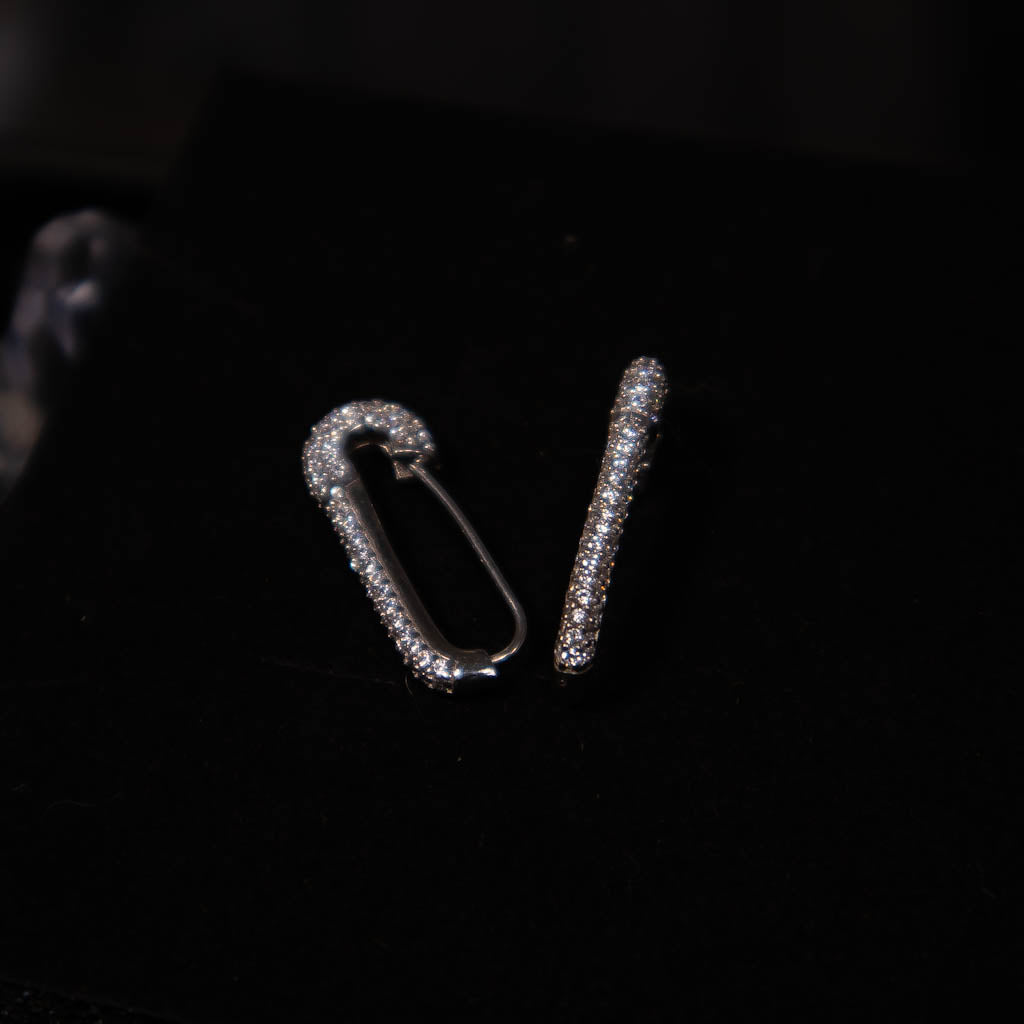 Safety Pin Full Iced Out White Gold