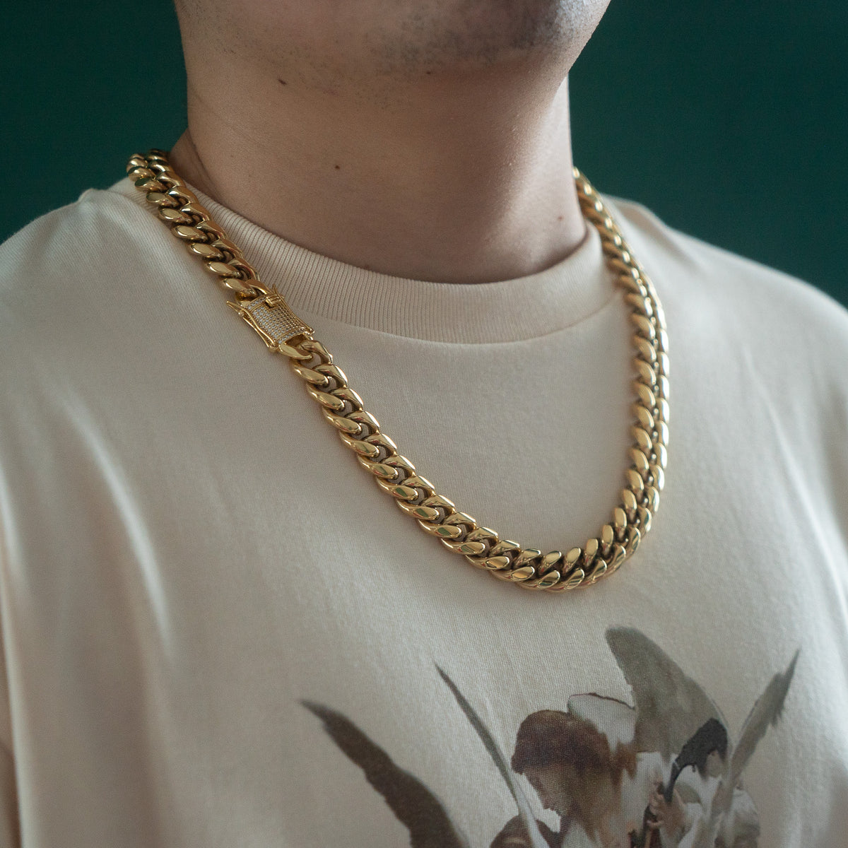 Miami Cuban Link 14mm Chain Diamond Lock Box Gold