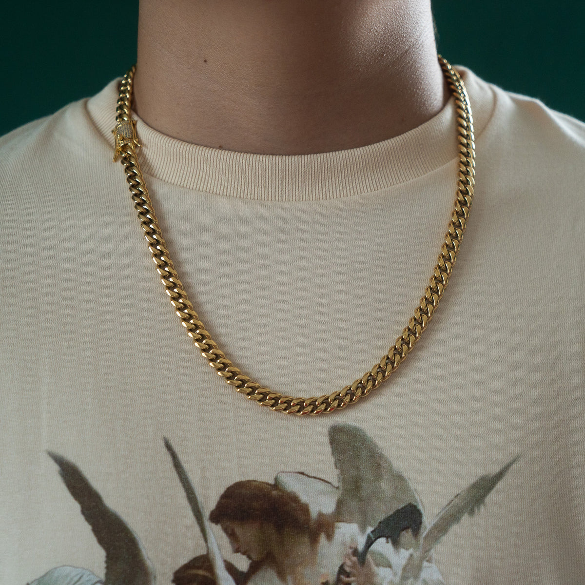 Miami Cuban Link 8mm Chain Diamond Lock Box Gold