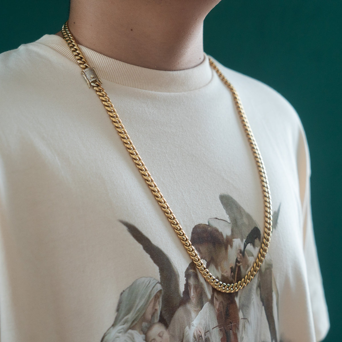 Miami Cuban Link 8mm Chain Diamond Lock Box Gold