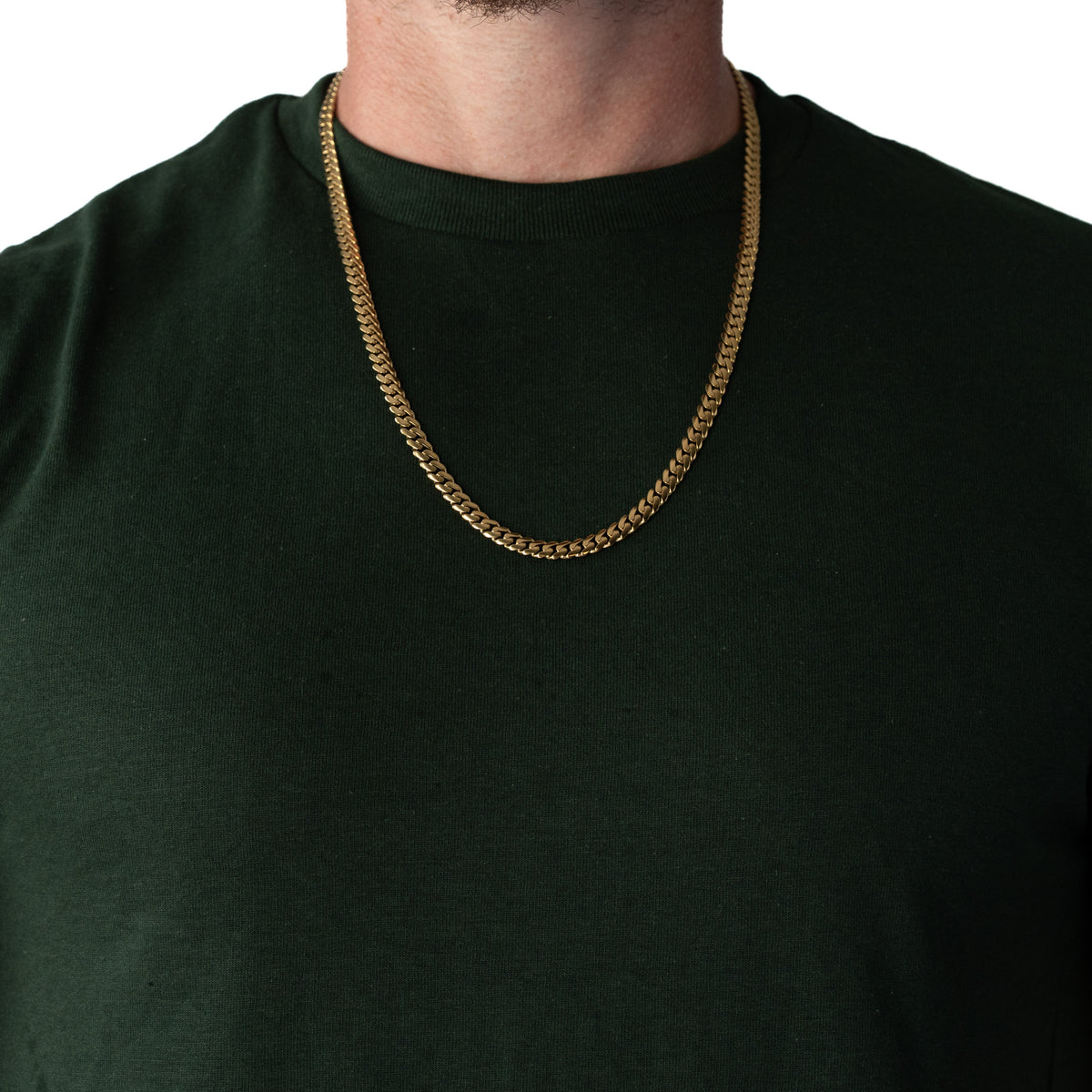 Cadena Cubana Miami 6mm Prosperidad Baño de Oro 14K · 24" · frente