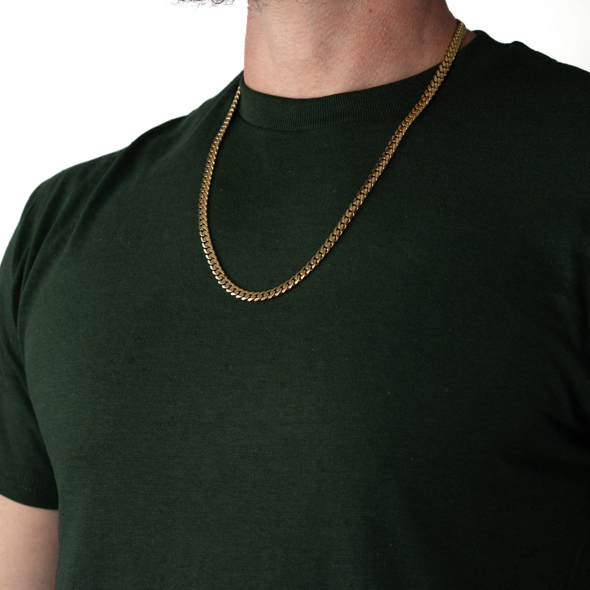 Cadena Cubana Miami 6mm Prosperidad Baño de Oro 14K · 24" · lado