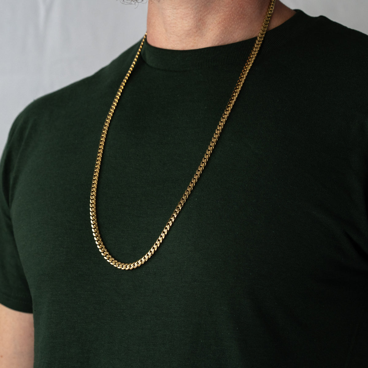Cadena Cubana Miami 6mm Prosperidad Baño de Oro 14K · 30" · lado