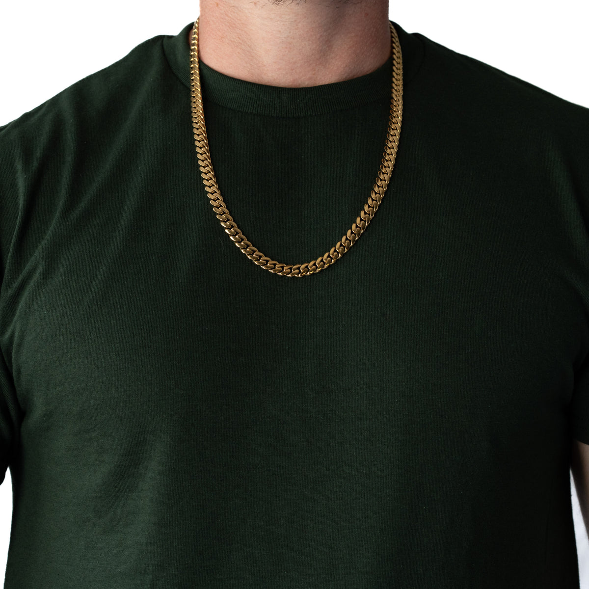 Cadena Cubana Miami 8mm Prosperidad Baño de Oro 14K · 24" · frente