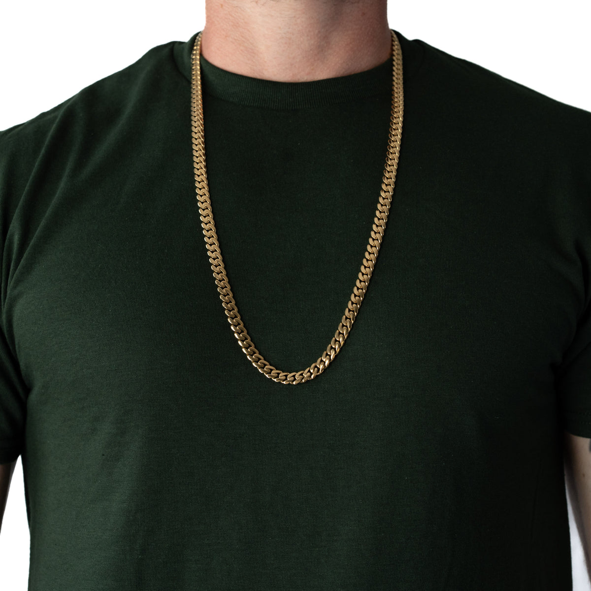 Cadena Cubana Miami 8mm Prosperidad Baño de Oro 14K · 30" · frente