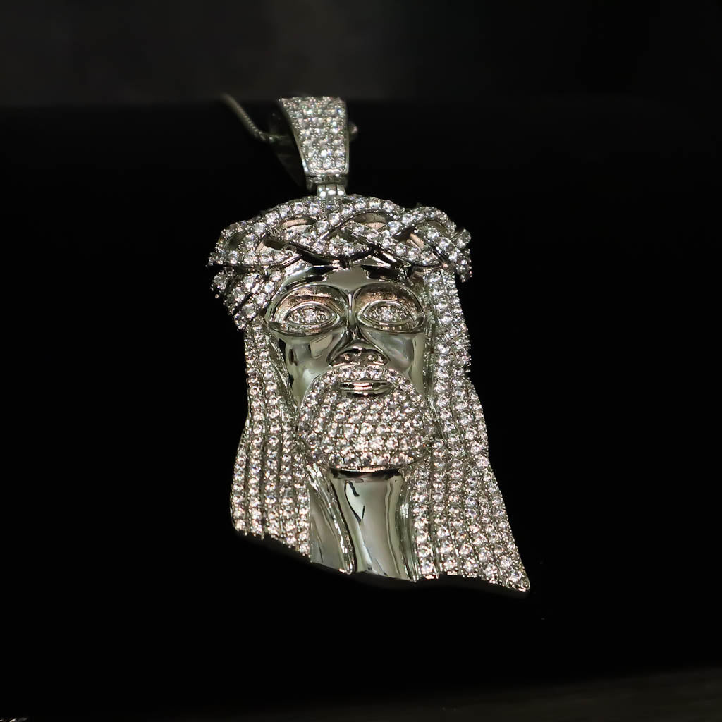 Jesus Iced Out White Gold