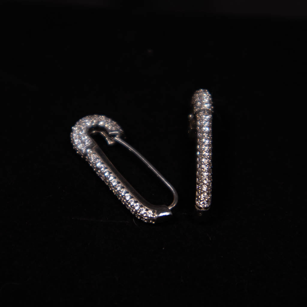 Safety Pin Full Iced Out White Gold