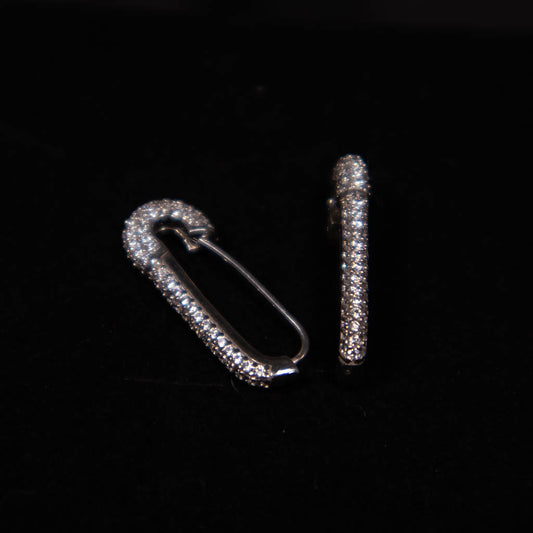 Safety Pin Full Iced Out White Gold