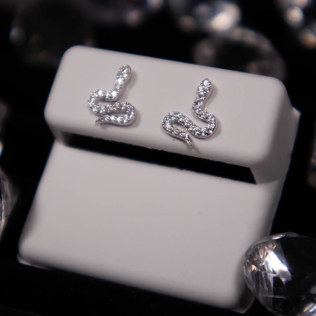 Snake Earrings White Gold