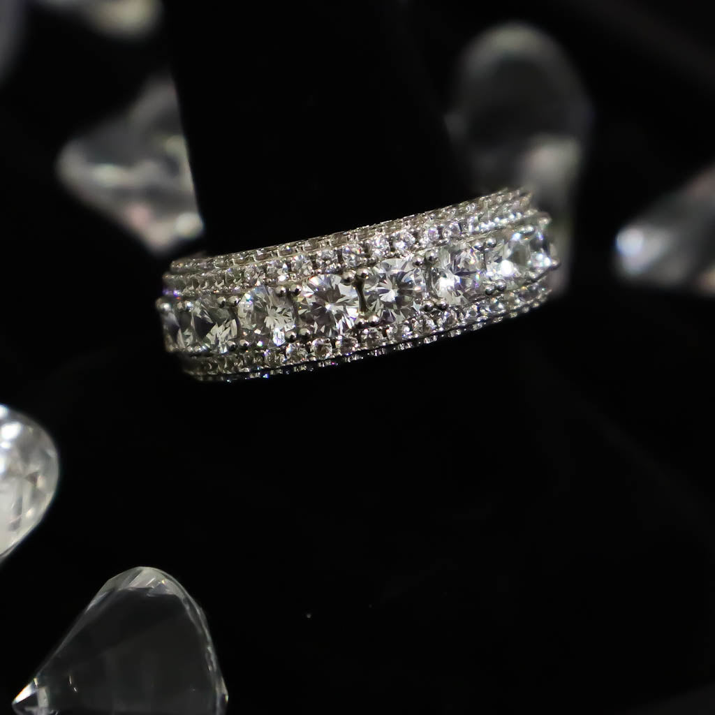 Five Layer Diamond Band Ring White