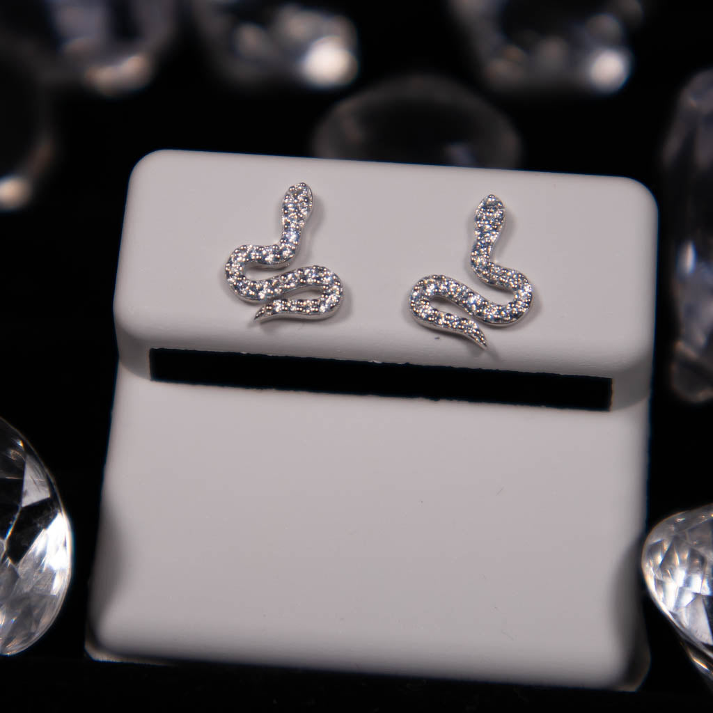 Snake Earrings White Gold
