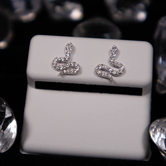 Snake Earrings White Gold