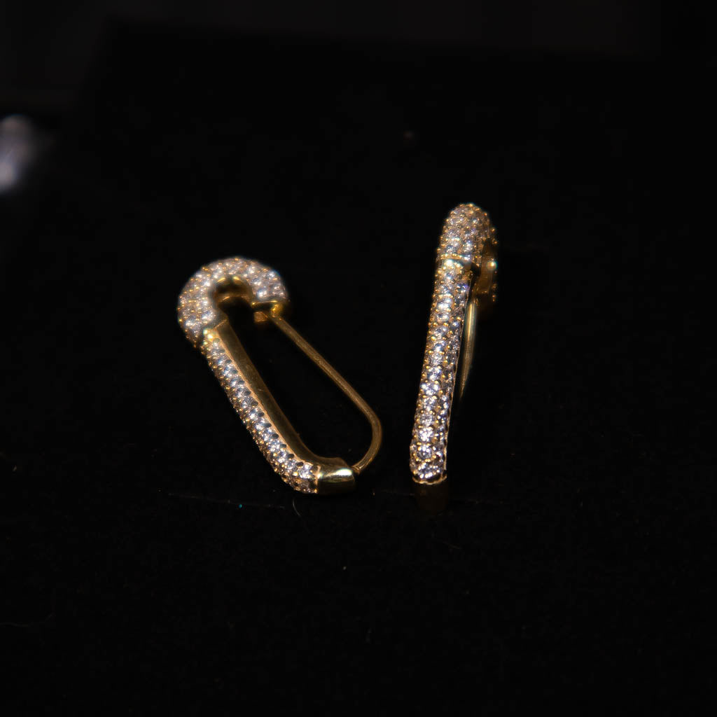 Safety Pin Full Iced Out Gold Color
