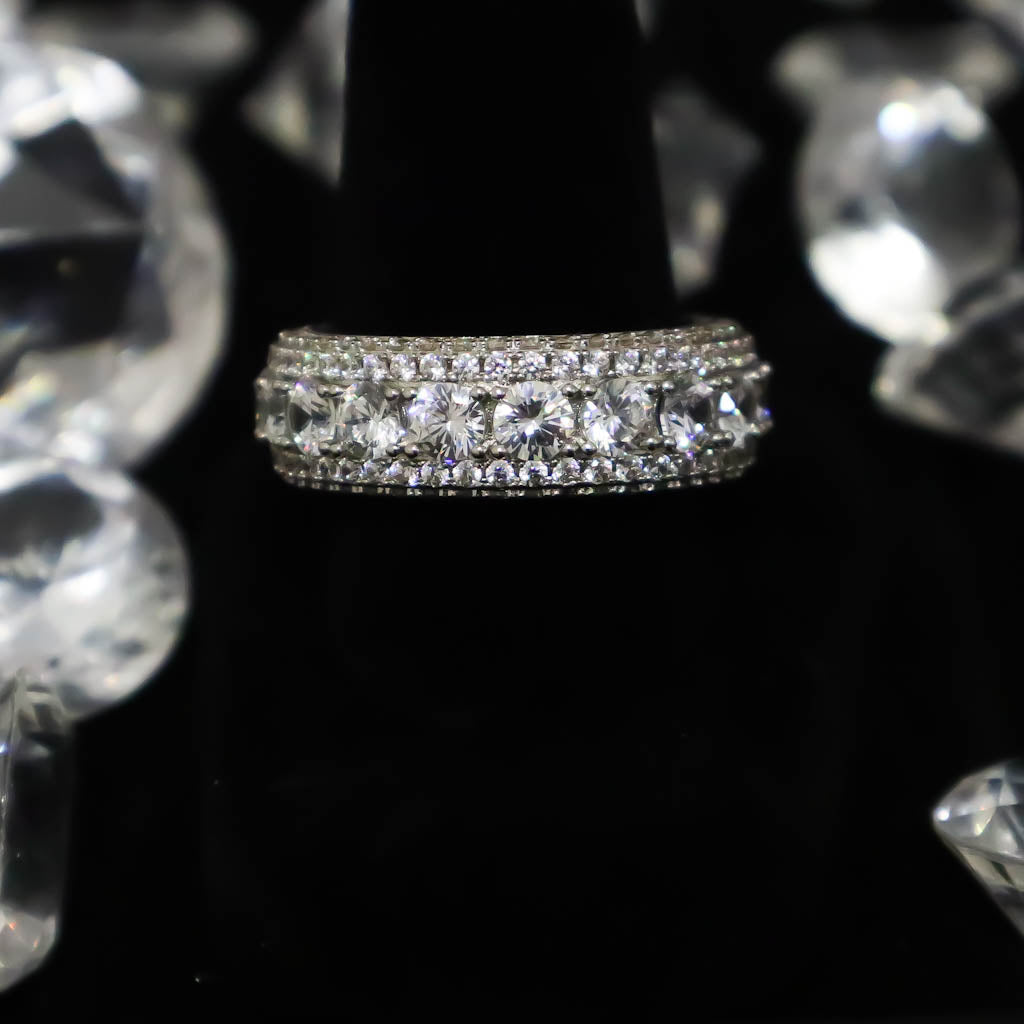 Five Layer Diamond Band Ring White