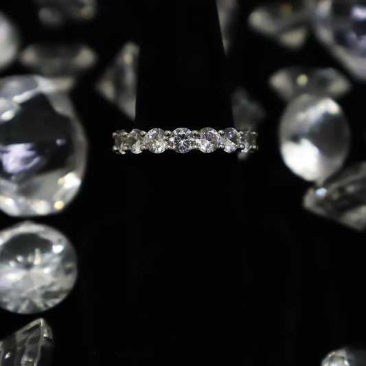 Single Layer Diamond Band Ring White Gold